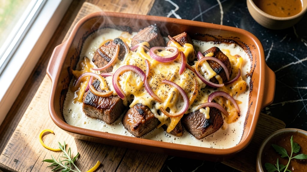 Beef and Onion Casserole Recipe: Crispy Top, Melty Cheese Layers