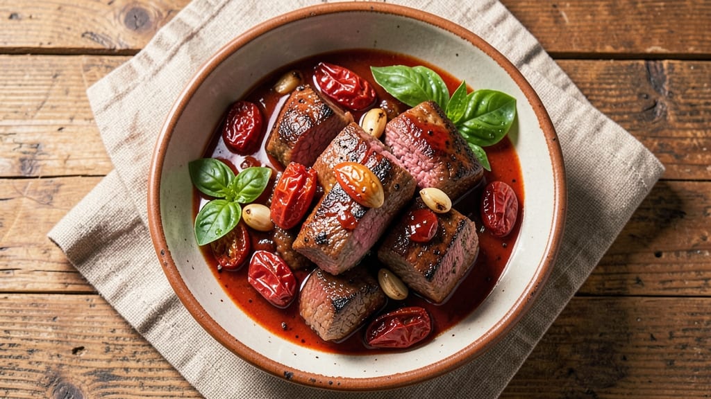 Beef Arrabiata Recipe: Spicy Tomato-Sauced Steak with Herbed Crust