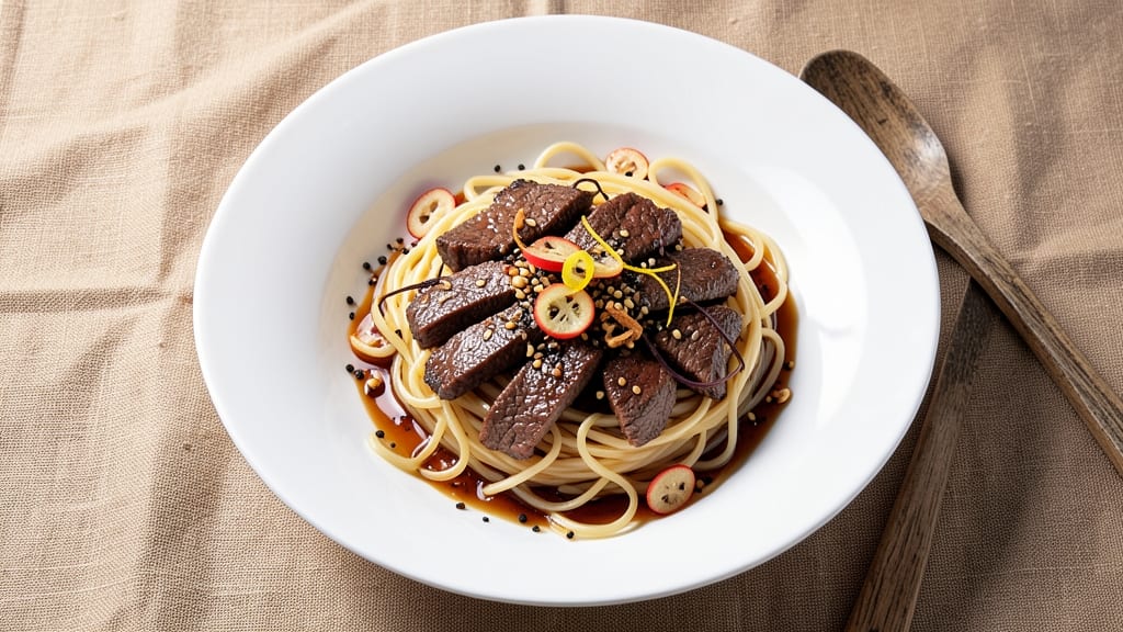 Beef and Bows Recipe: Wok-Fired Crispy Noodles With Silky Soy-Ginger Gloss