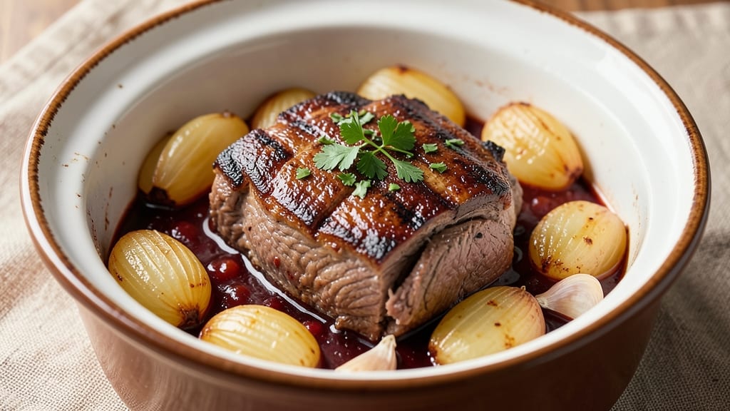Beef and Onion Slow Cooker Recipe: Deep-Red Wine Braised to Fork-Tender Bliss