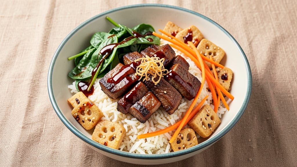 Beef Bibimbap Bowl Recipe: Wok-Seared Beef and Crispy Rice Harmony