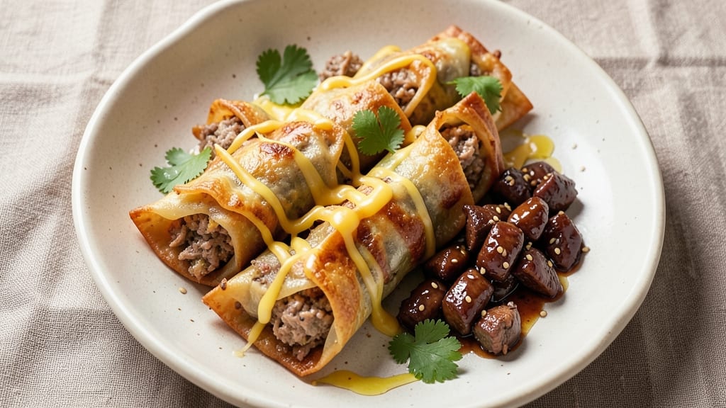 Baked Beef Wonton Recipe: Crispy Shells With Savory Beef and Cheese Pull