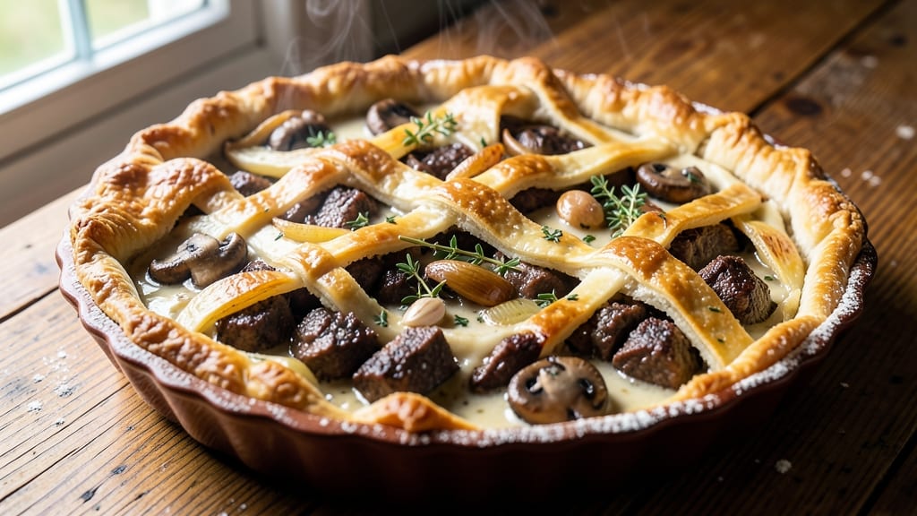 Beef and Mushroom Pot Pie Recipe: Flaky Crust Over Rich Umami Filling