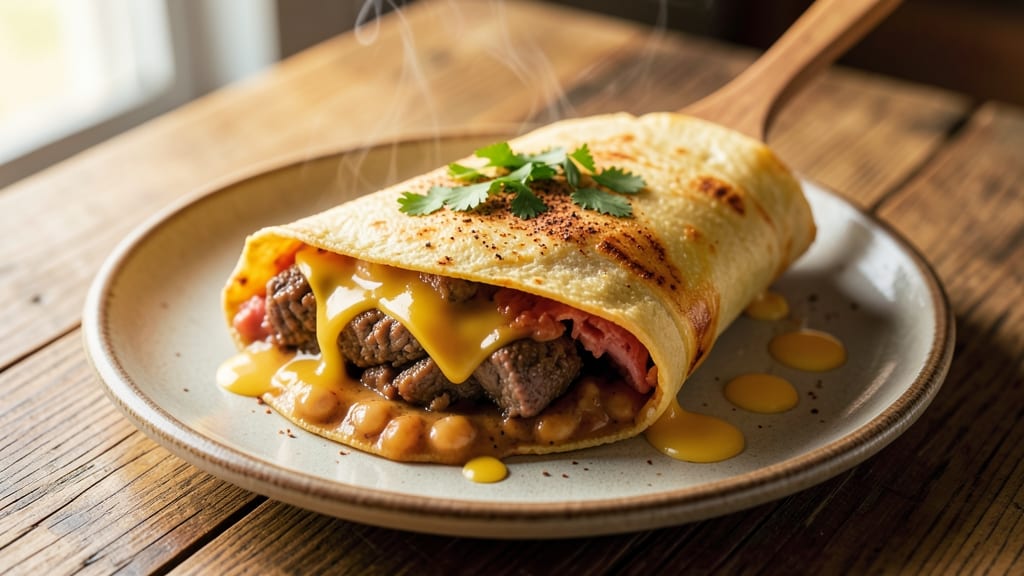 Beef and Refried Bean Burrito Recipe: Crispy Tortilla Crunch With Melty Cheese Rivers