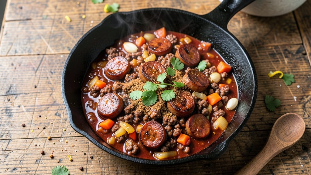 Beef and Pork Sausage Chili Recipe: Deep Smoky Spice That Builds All Day