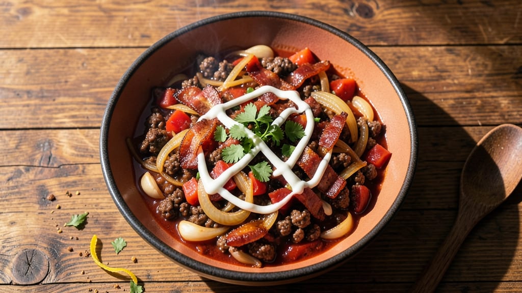 Beef and Bacon Chili Recipe: Smoky, Spiced Depth With Caramelized Onion Bites