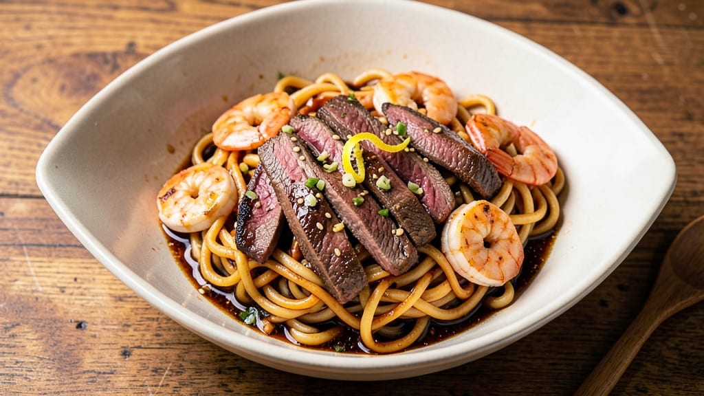Beef and Shrimp Yakamein Recipe: Wok-Fired Umami Crunch With Silky Egg Noodles