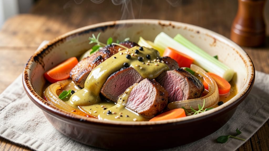 Beef and Mustard Recipe: Deeply Caramelized Fond with Tangy Kick