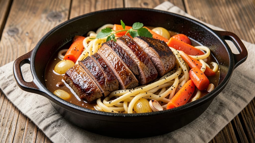 Beef and Noodles Dutch Oven Recipe: One-Pot Dutch Oven Depth With Caramelized Fond