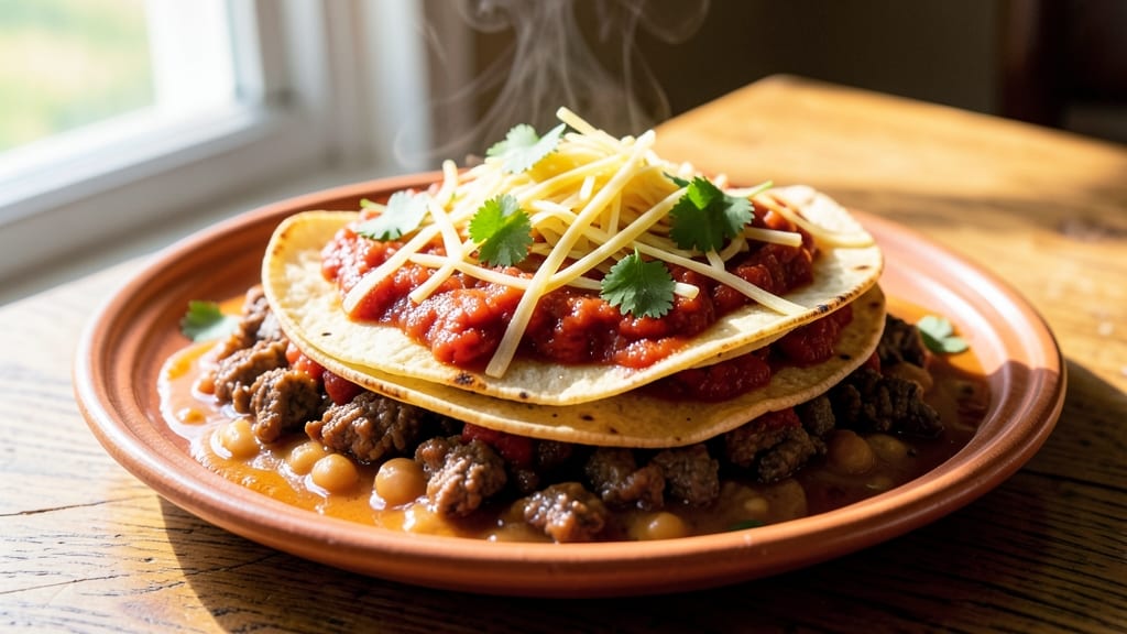 Beef and Refried Bean Enchiladas Recipe: Smoky Tortilla Layers With Melty Cheese Rivers