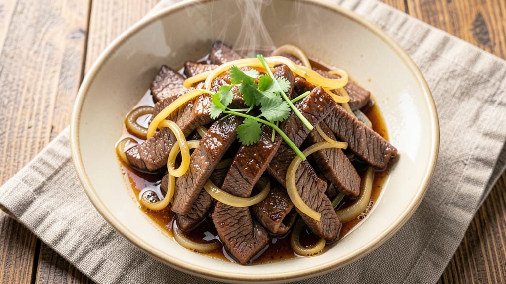 Beef and Onion Chinese Recipe: Deep-Fried Crispy Bites with Sweet Soy Glaze