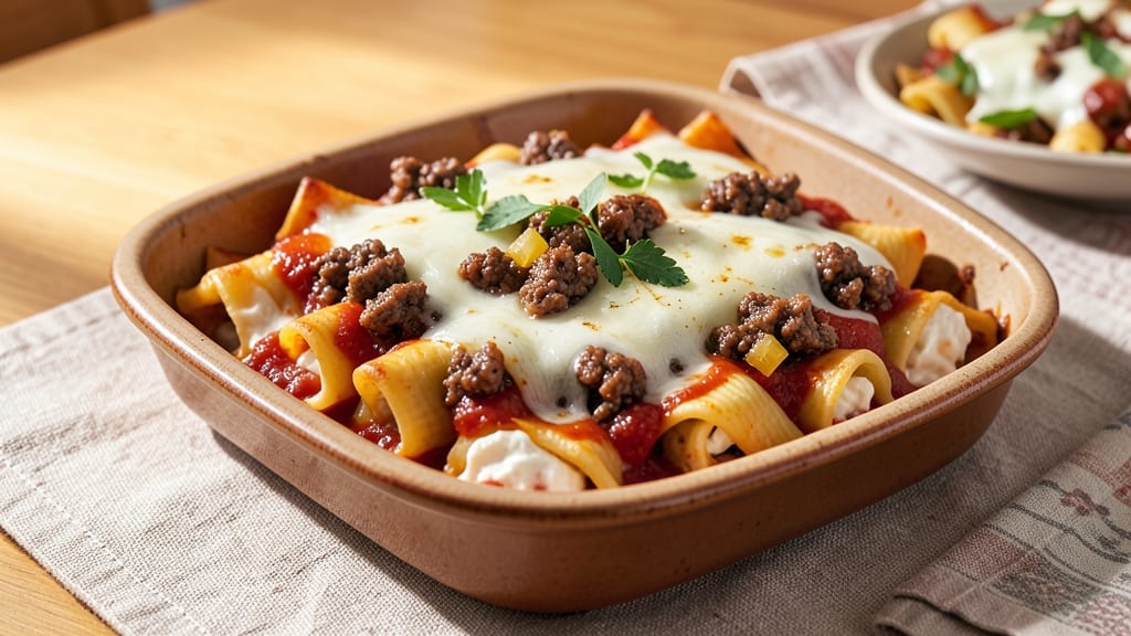 Beef and Cheese Manicotti Recipe: Baked Pasta Layers With Gooey Ricotta and Mozzarella
