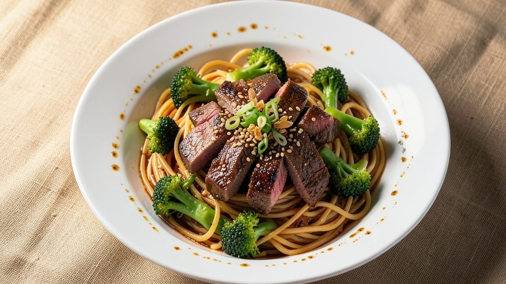 Beef and Broccoli Pasta Recipe: Wok-Seared Crispy Beef and Silky Soy Noodles