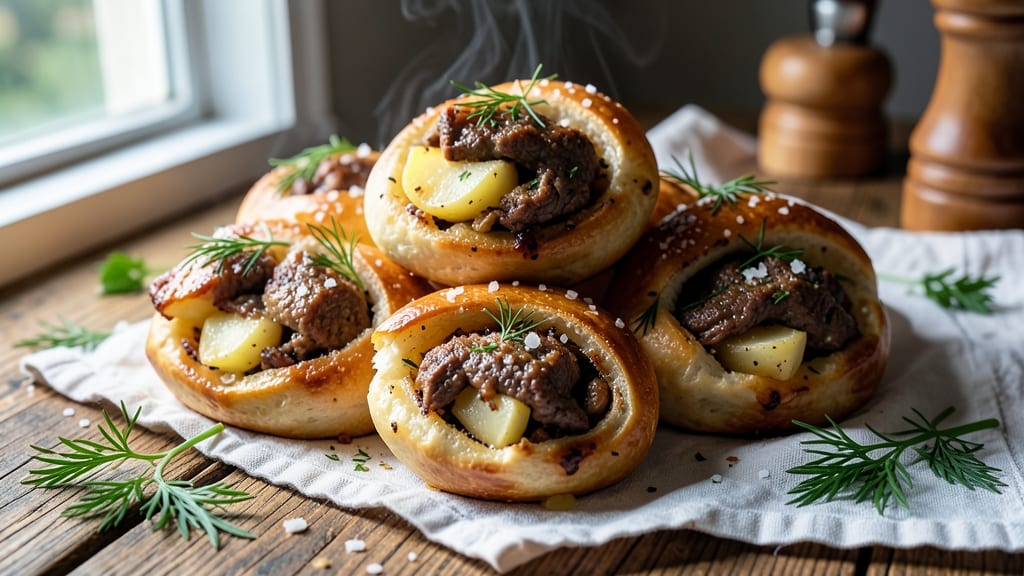 Beef and Potato Piroshki Recipe: Flaky Dough Wrapped Around Savory Filling