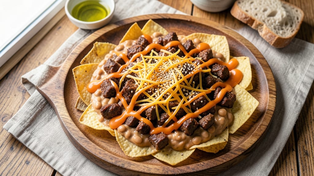 Beef Bean Cheese Nachos Recipe: Crispy Tortilla Stacks with Melted Cheese Rivers