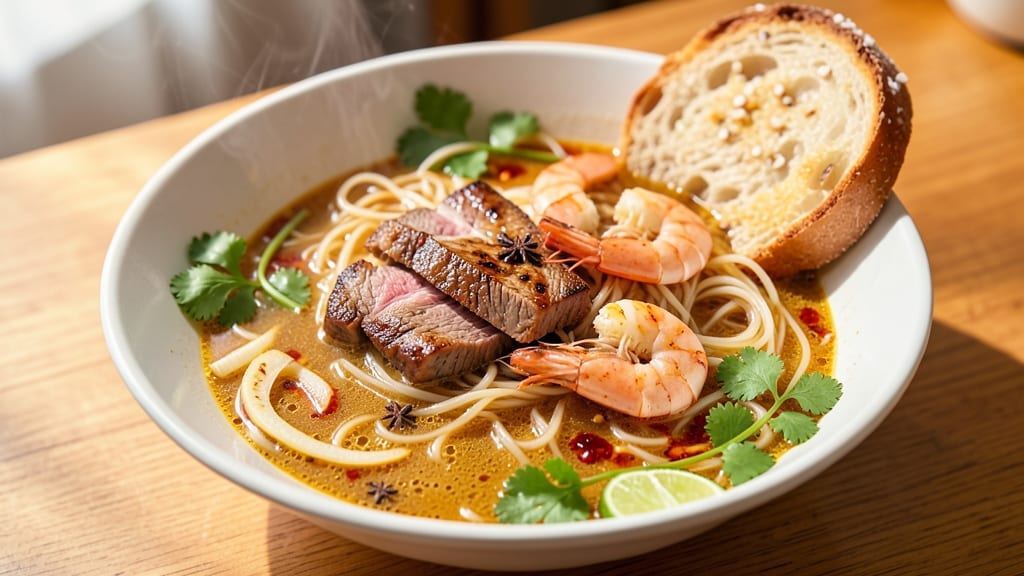 Beef and Shrimp Pho Recipe: Fragrant Star Anise Broth with Silky Rice Noodles