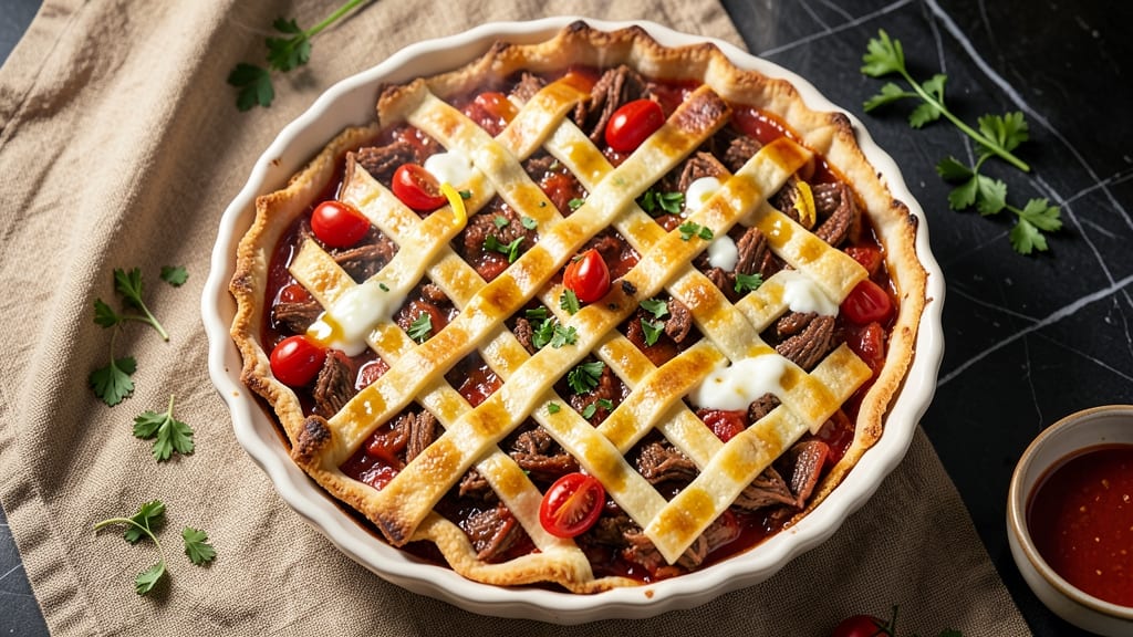 Beef and Tomato Pie Recipe: Flaky Pastry Crust with Hearty Filling