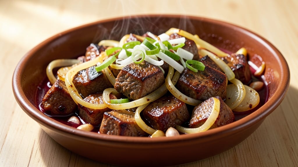 Beef and Spring Onions Recipe: Sweet Onion Caramelized in Rich Beef Broth
