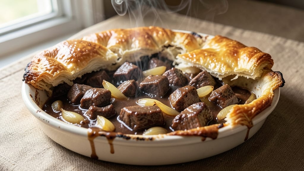 Beef and Onion Pie Recipe: Flaky Crust Holds Savory Filling