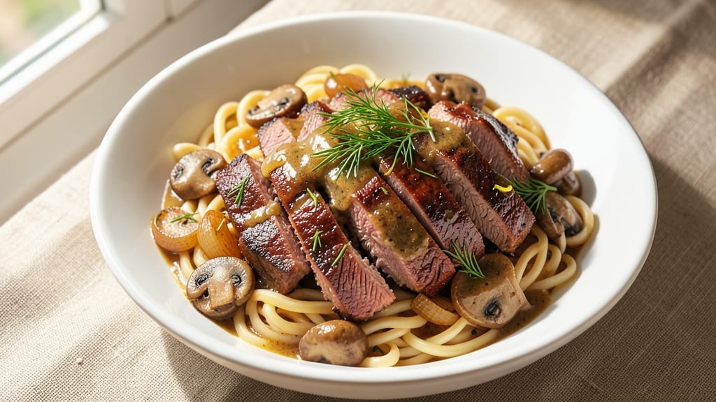 Beef and Mushroom Stroganoff Recipe Slow Cooker: Slow-Cooked Richness Over Egg Noodles