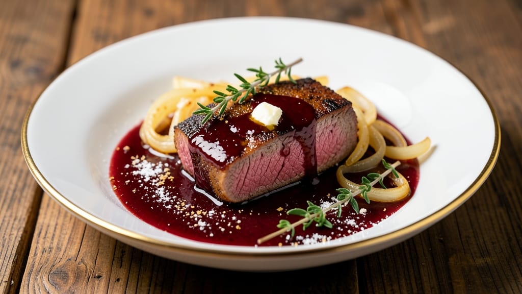 Beef Au Jus Sauce Recipe: Deep Red Wine Reduction With Caramelized Onions