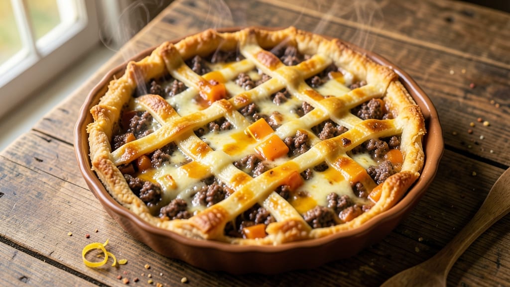 Beef and Cheddar Pie Recipe: Crispy Top, Melty Cheese Rivers Inside